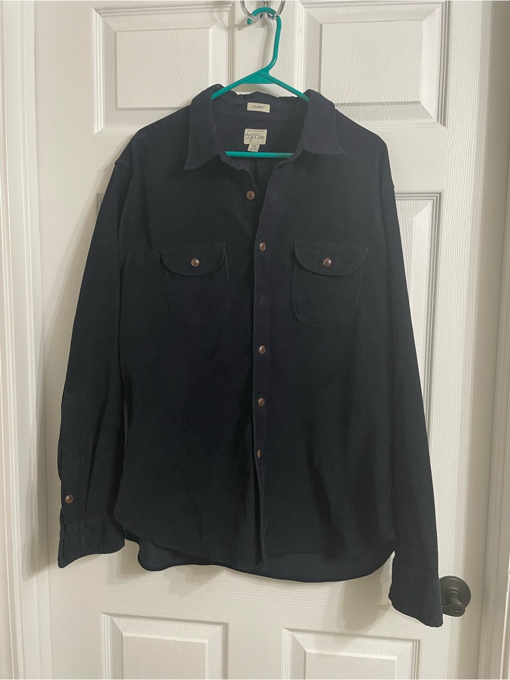 J. Crew deep navy classic button up corduroy shirt